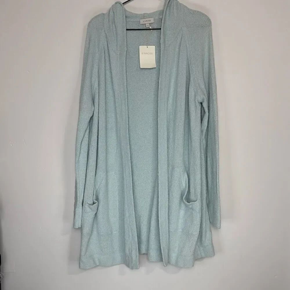 Kinross Cotton Blend Hooded Cardigan L NWT